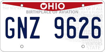OH license plate GNZ9626