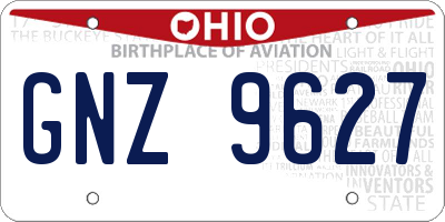 OH license plate GNZ9627