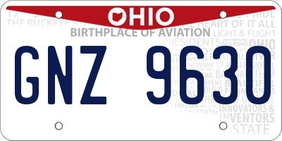 OH license plate GNZ9630