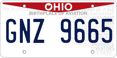 OH license plate GNZ9665