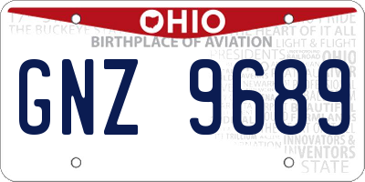 OH license plate GNZ9689