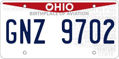 OH license plate GNZ9702