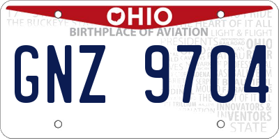 OH license plate GNZ9704