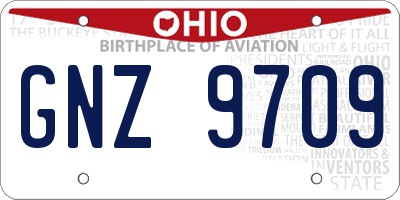 OH license plate GNZ9709
