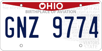 OH license plate GNZ9774