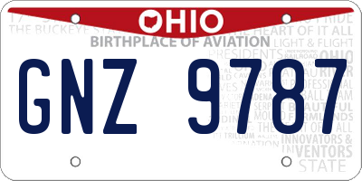 OH license plate GNZ9787