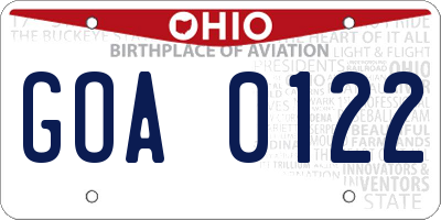 OH license plate GOA0122