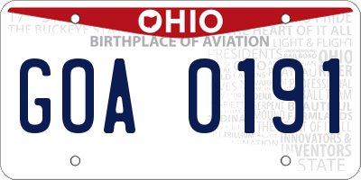 OH license plate GOA0191