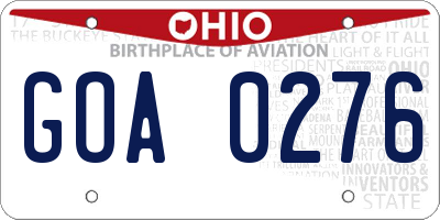 OH license plate GOA0276