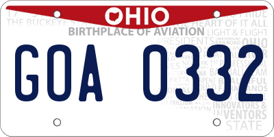 OH license plate GOA0332