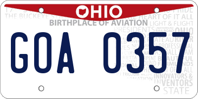 OH license plate GOA0357