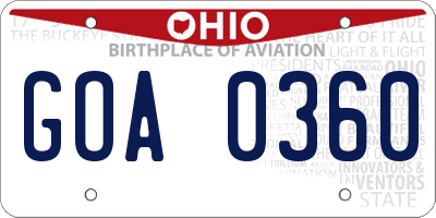 OH license plate GOA0360