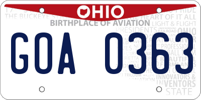 OH license plate GOA0363