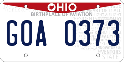 OH license plate GOA0373