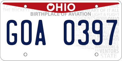 OH license plate GOA0397