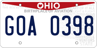 OH license plate GOA0398