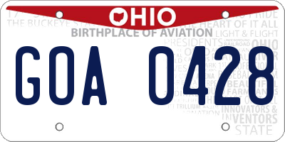 OH license plate GOA0428
