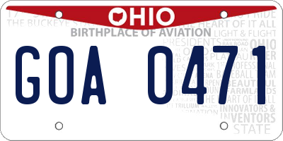 OH license plate GOA0471