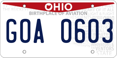 OH license plate GOA0603