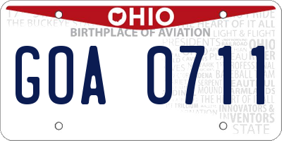 OH license plate GOA0711