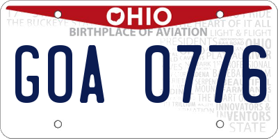 OH license plate GOA0776