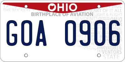 OH license plate GOA0906