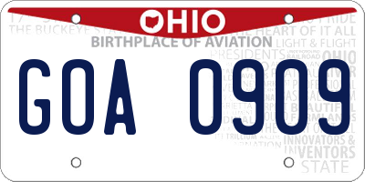 OH license plate GOA0909