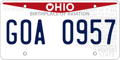 OH license plate GOA0957