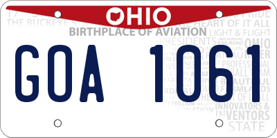 OH license plate GOA1061