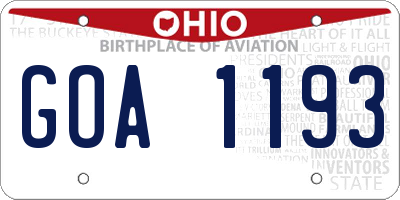 OH license plate GOA1193