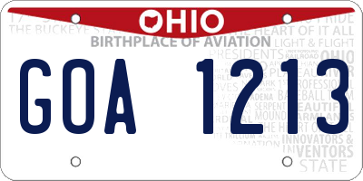 OH license plate GOA1213