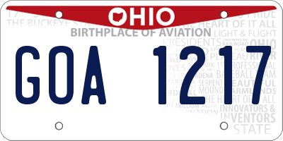 OH license plate GOA1217