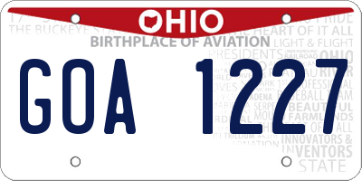 OH license plate GOA1227