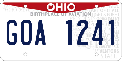 OH license plate GOA1241