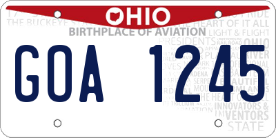 OH license plate GOA1245