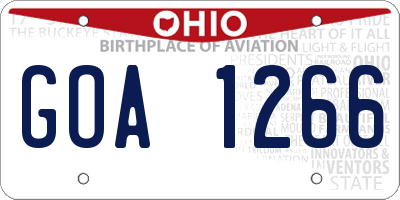 OH license plate GOA1266
