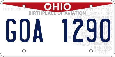 OH license plate GOA1290