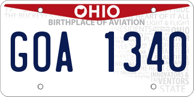 OH license plate GOA1340