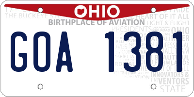 OH license plate GOA1381