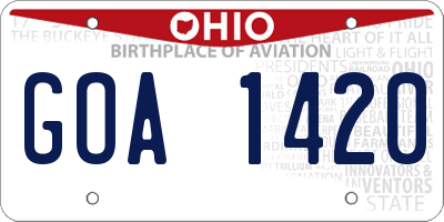 OH license plate GOA1420