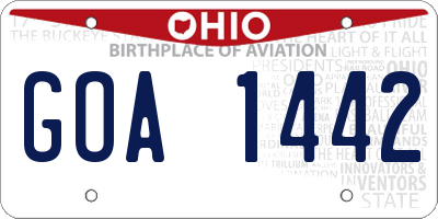OH license plate GOA1442
