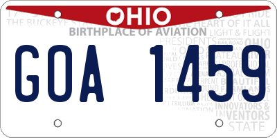 OH license plate GOA1459