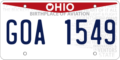 OH license plate GOA1549