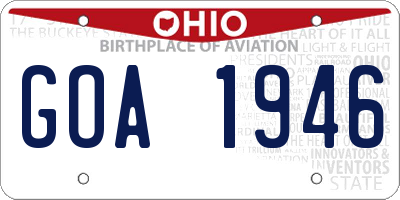 OH license plate GOA1946