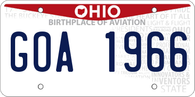 OH license plate GOA1966
