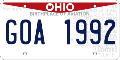 OH license plate GOA1992