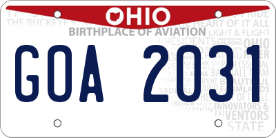 OH license plate GOA2031