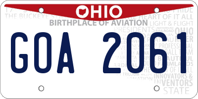 OH license plate GOA2061