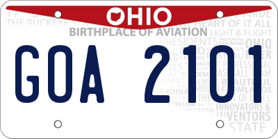 OH license plate GOA2101