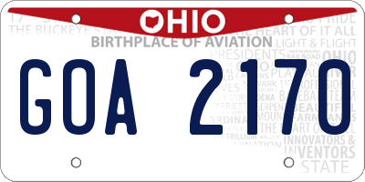 OH license plate GOA2170